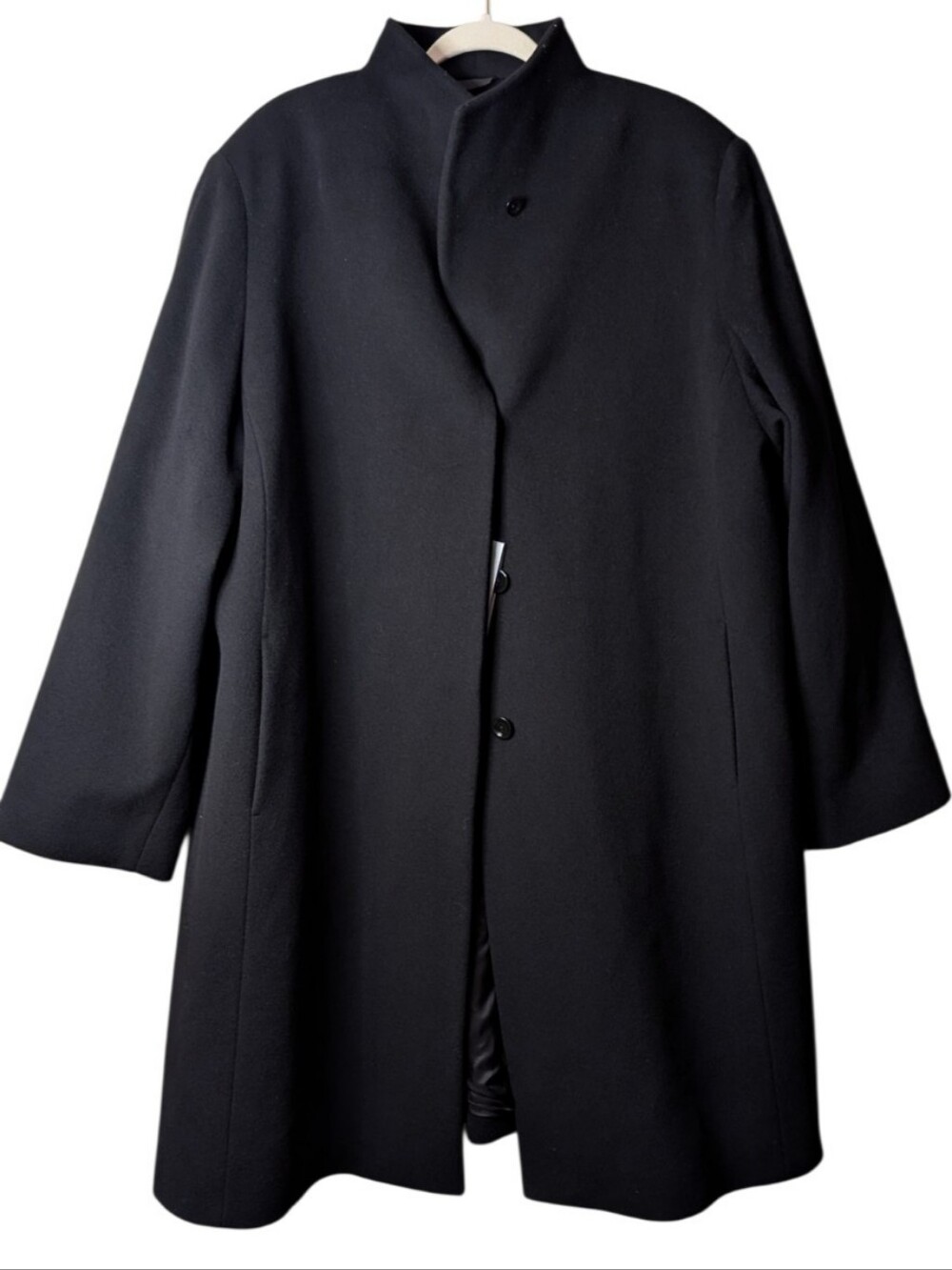 NWT Cinzia Rocca Black Wool Cashmere Coat Luxury Minimalist Italian size 20 W